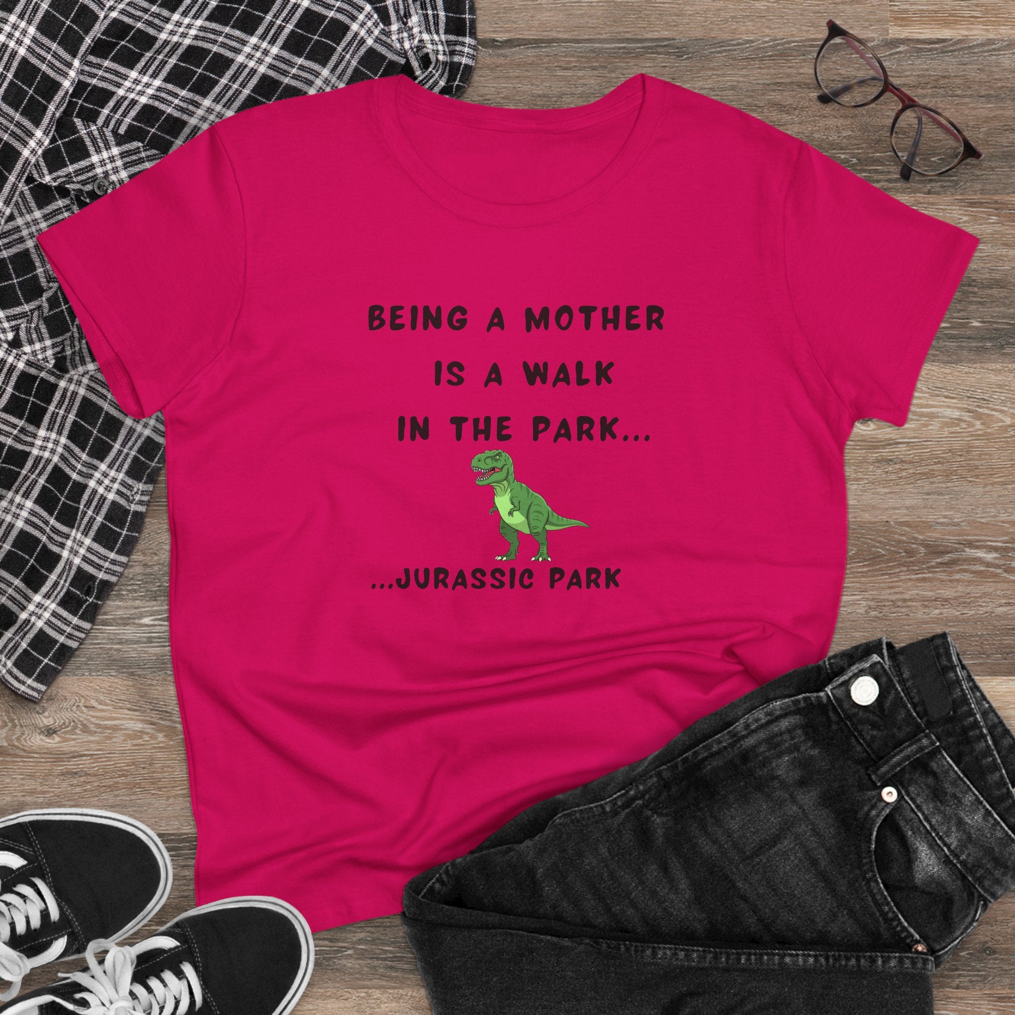 "Being a Mother is a Walk in the Park... Jurassic Park" Women’s Graphic T-Shirt – Funny & Empowering