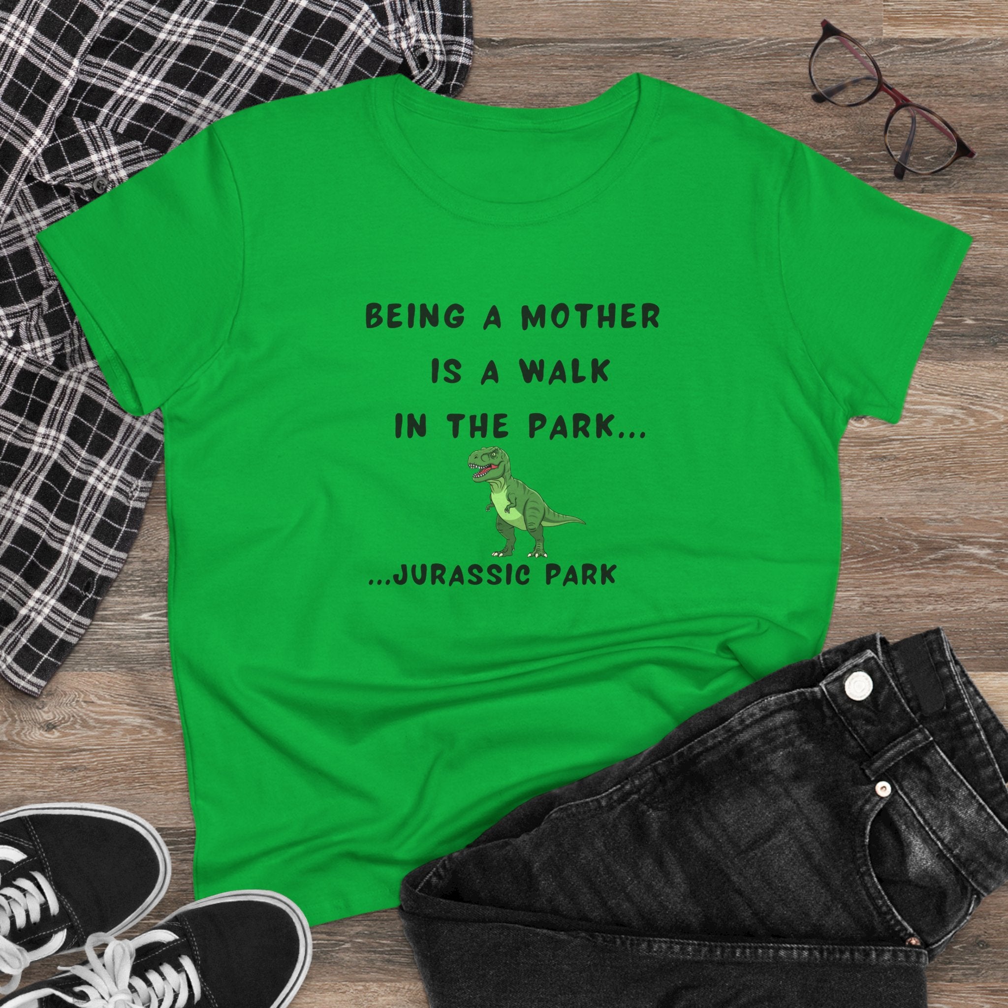"Being a Mother is a Walk in the Park... Jurassic Park" Women’s Graphic T-Shirt – Funny & Empowering