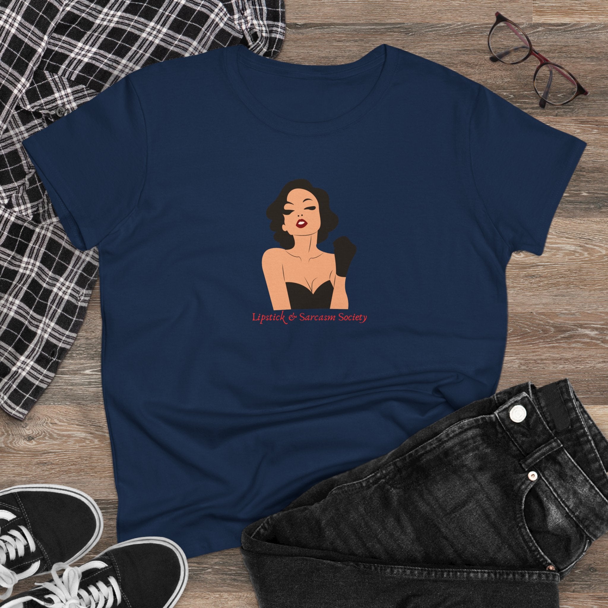 LIPSTICK & SARCASM SOCIETY-Women’s Graphic T-Shirt
