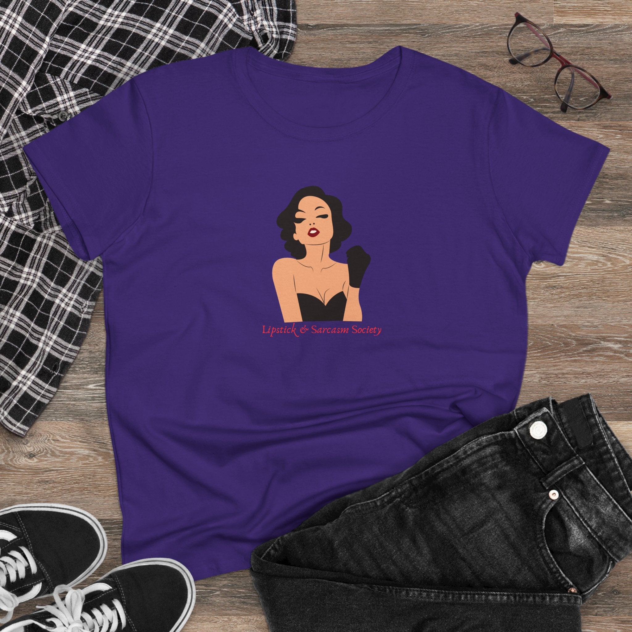 LIPSTICK & SARCASM SOCIETY-Women’s Graphic T-Shirt
