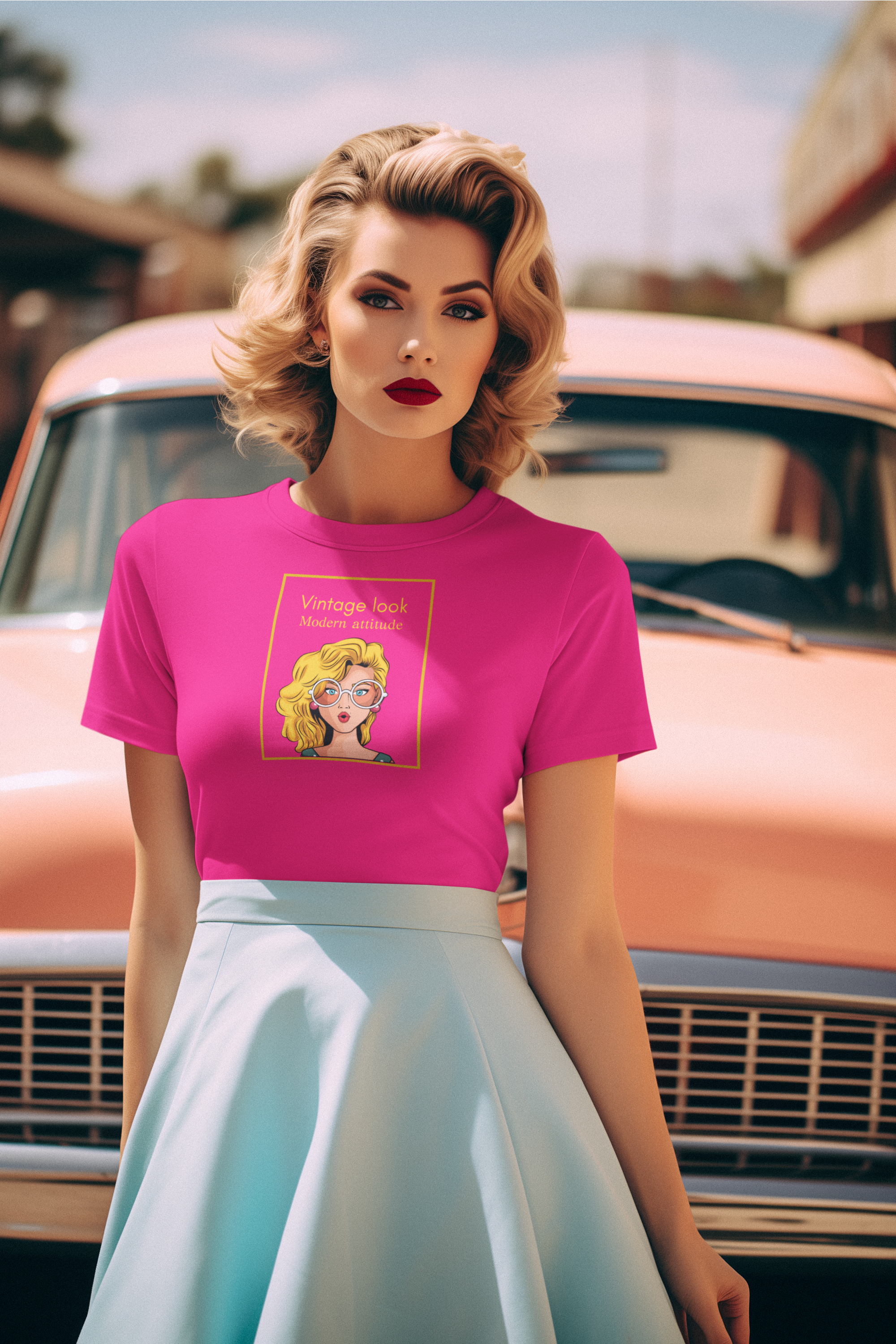 Vintage Look Tee — 'Vintage Look Modern Attitude' Women's Graphic T-Shirt