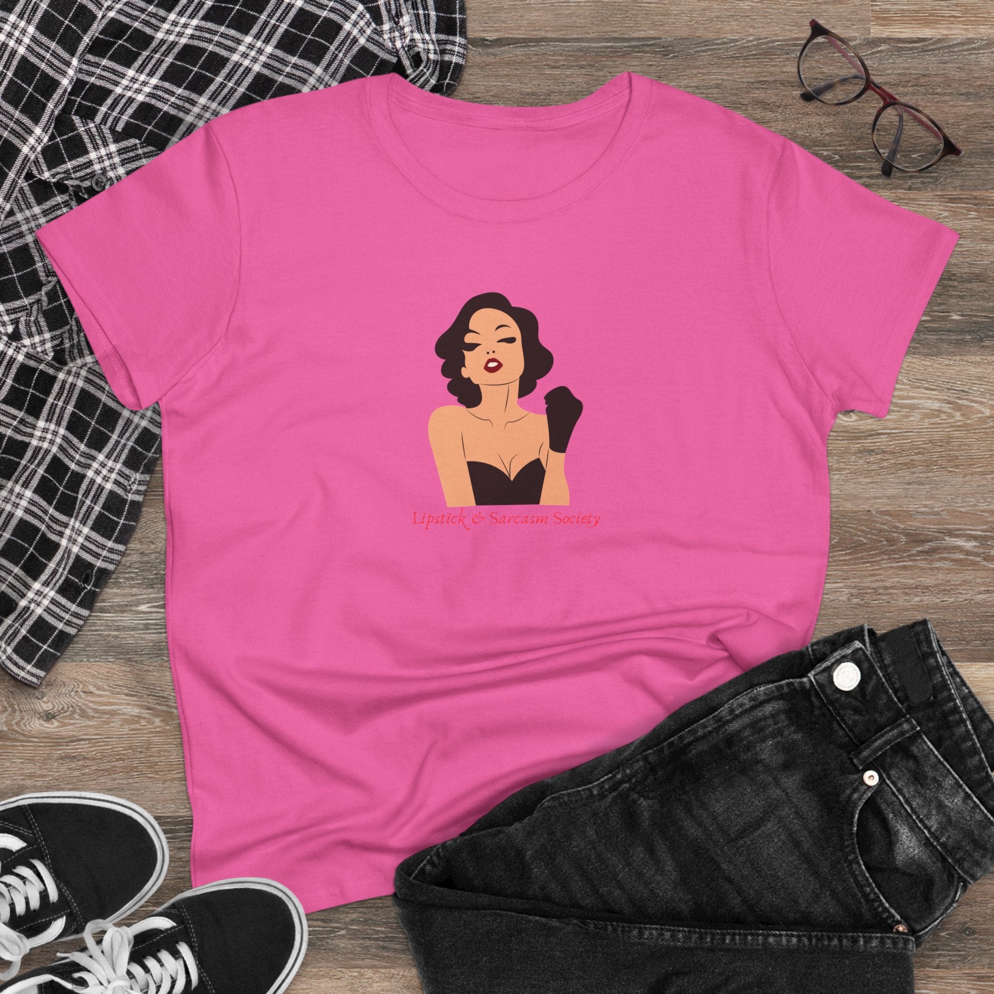 LIPSTICK & SARCASM SOCIETY-Women’s Graphic T-Shirt