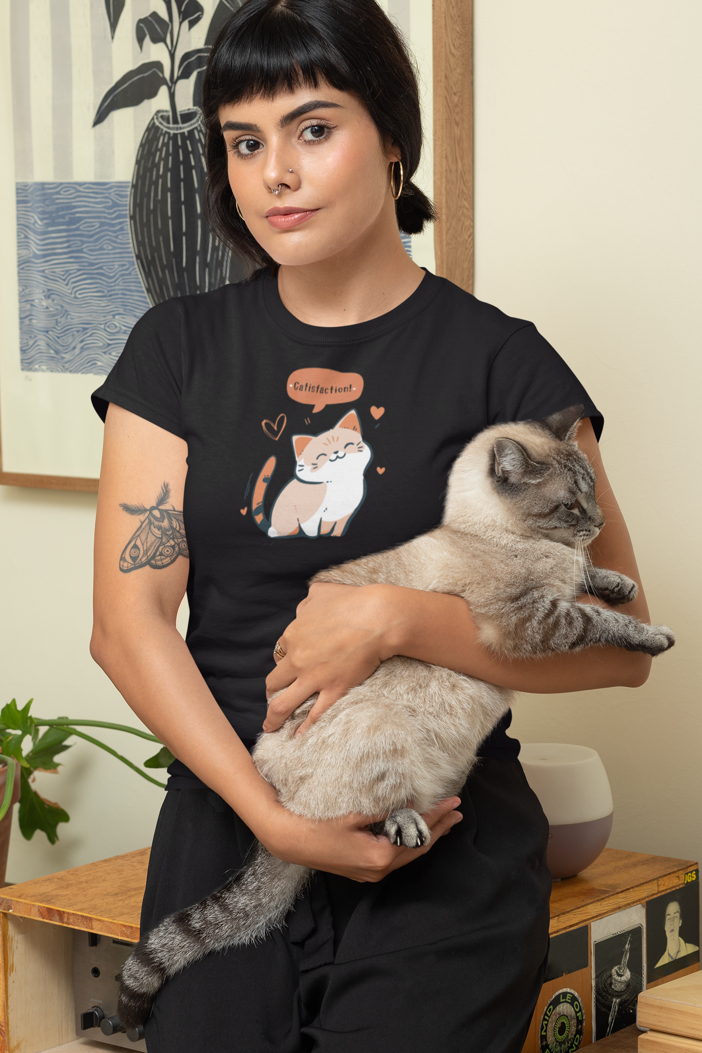 CATISFACTION-Women’s Graphic T-Shirt – Funny & Empowering