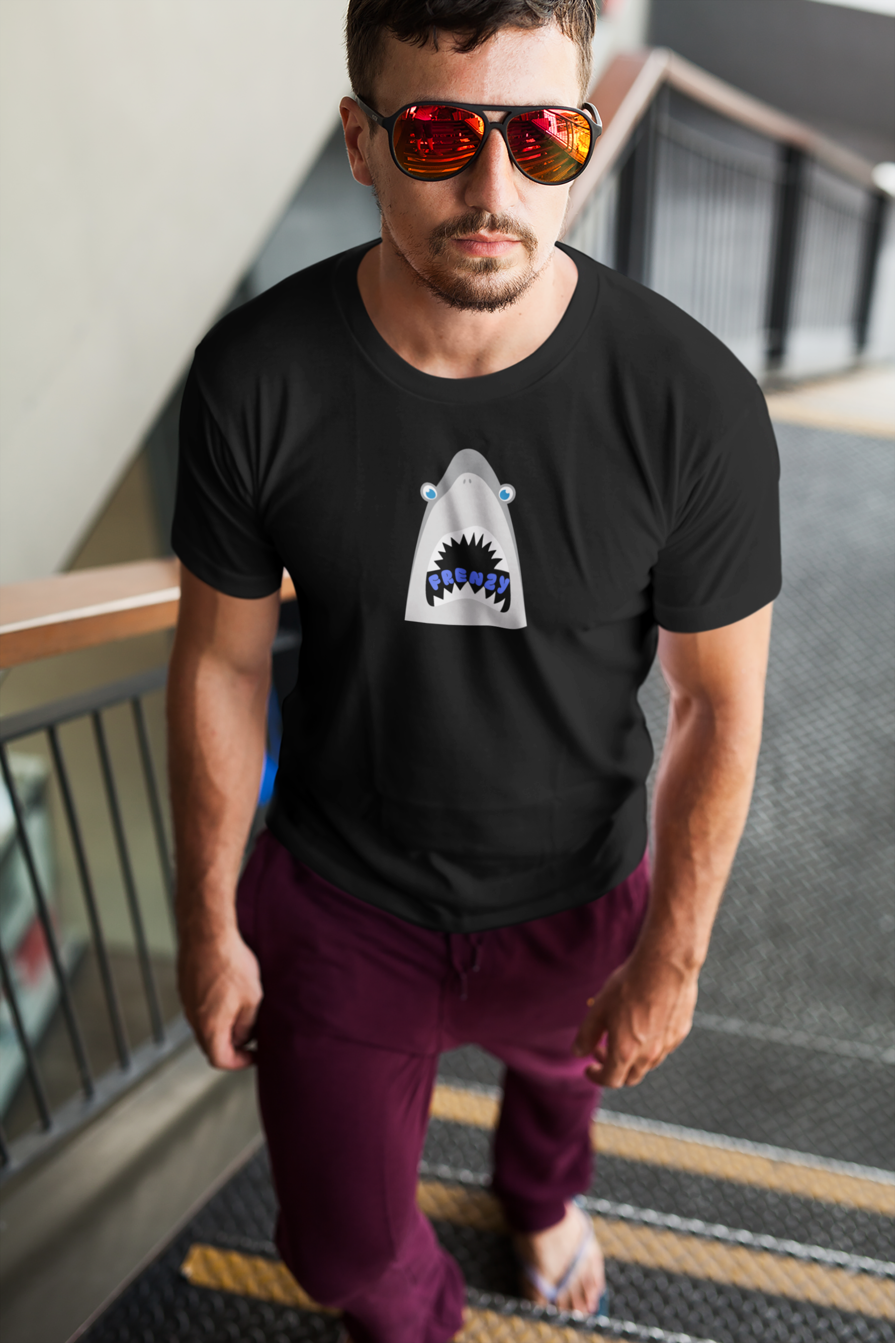 FRENZY Logo Tshirt-Shark Bite