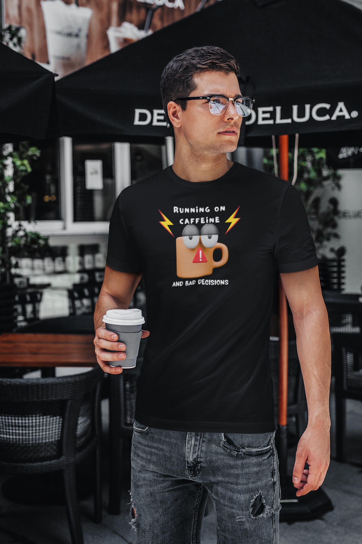 "Running on Caffeine and Bad Decisions" Graphic TShirt