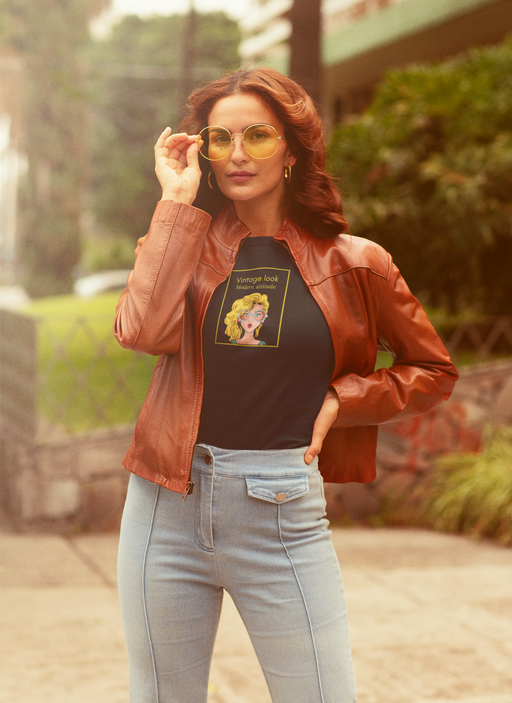 Vintage Look Tee — 'Vintage Look Modern Attitude' Women's Graphic T-Shirt