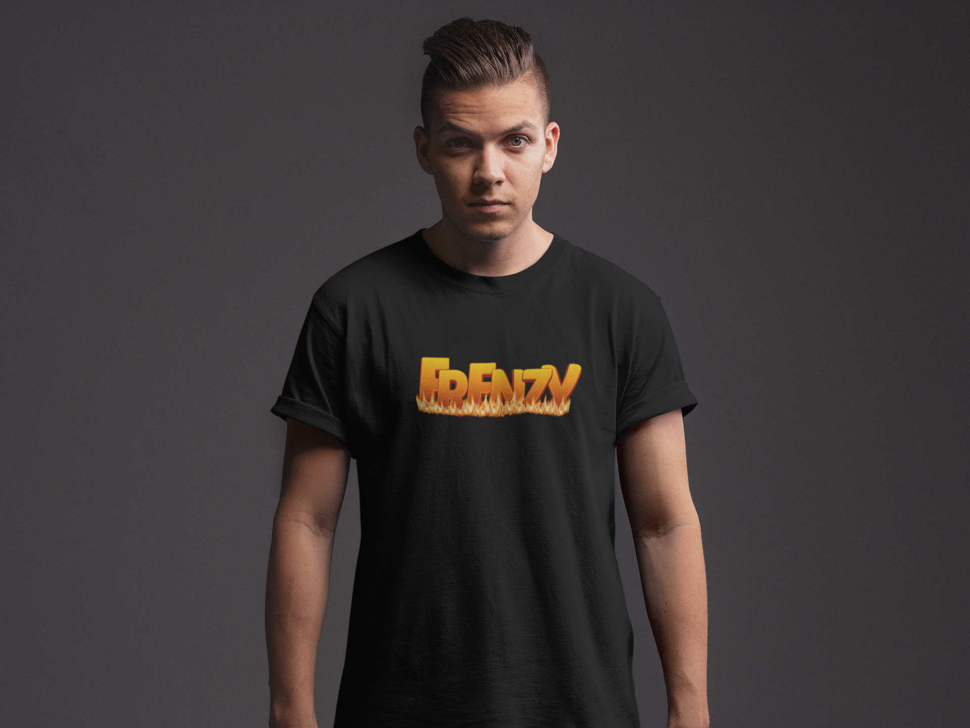 FRENZY Logo T-Shirt — Retro Flame '43' Graphic Tee